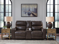 Best Deals Furniture - Ashley Furniture - Crossplex Power Reclining Loveseat with Console - PWR REC Loveseat/CON/ADJ HDRST / Smoke - PCU6450618