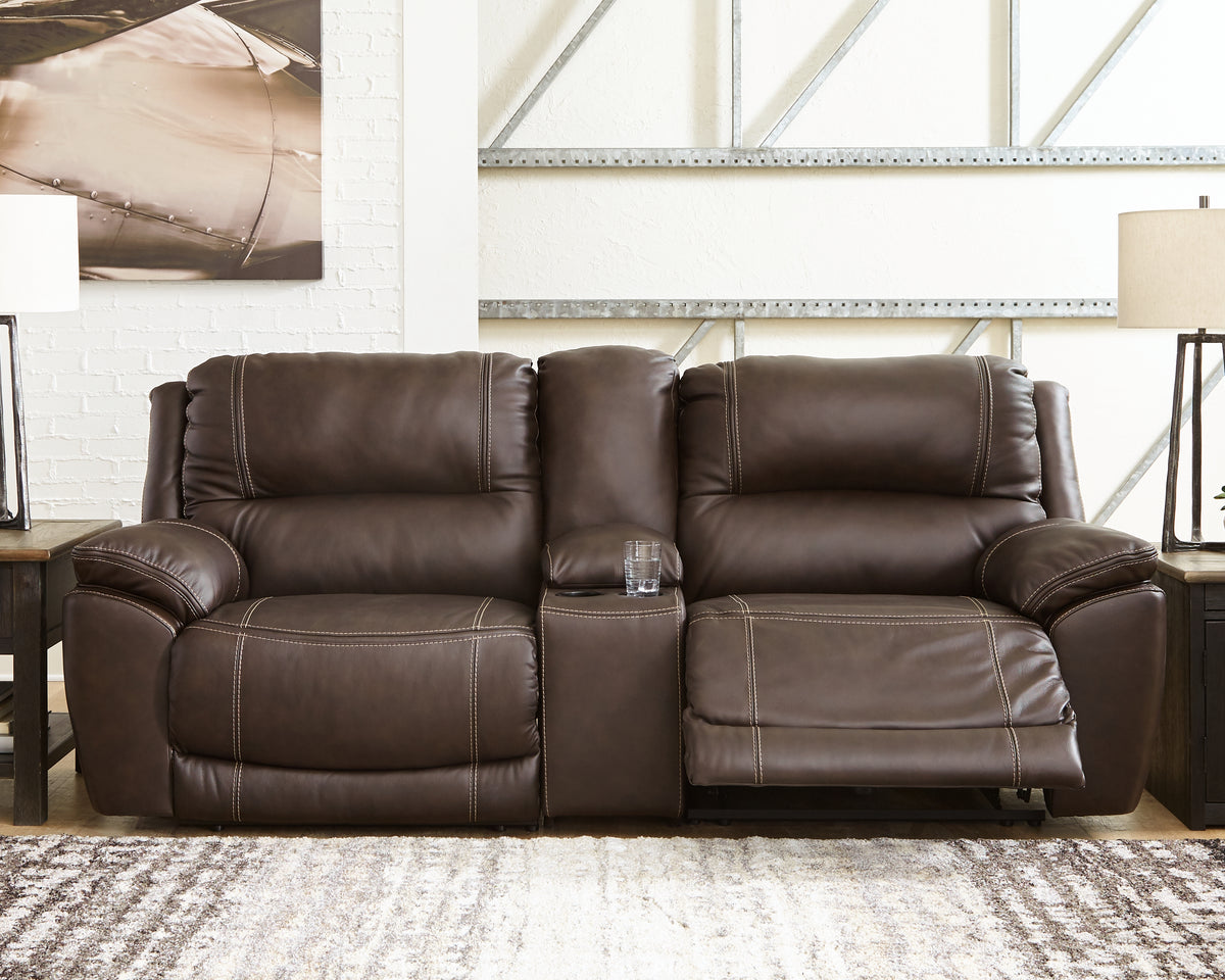 Best Deals Furniture - Ashley Furniture - Dunleith 3-Piece Power Reclining Loveseat with Console - 3-Piece Power Reclining Loveseat with Console / Chocolate - U71604S4