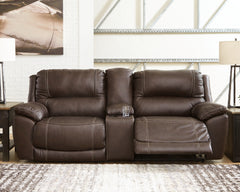 Best Deals Furniture - Ashley Furniture - Dunleith 3-Piece Power Reclining Loveseat with Console - 3-Piece Power Reclining Loveseat with Console / Chocolate - U71604S4