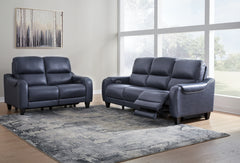 Best Deals Furniture - Ashley Furniture - Mercomatic Power Reclining Sofa and Loveseat - Power Reclining Sofa and Loveseat / Ocean - U75311U1