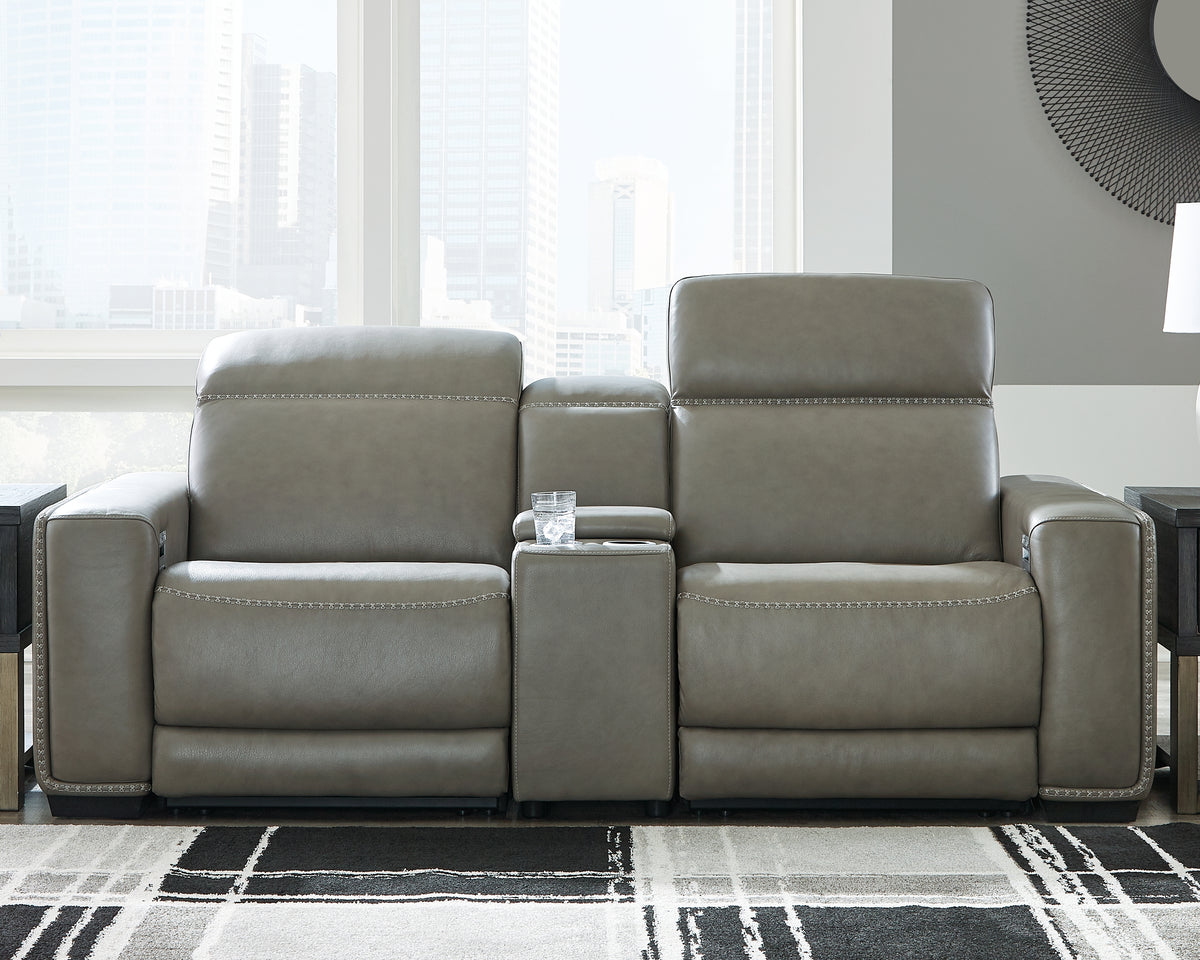 Best Deals Furniture - Ashley Furniture - Correze 3-Piece Power Reclining Sectional Loveseat - 3-Piece Power Reclining Sectional Loveseat / Gray - U94202S3