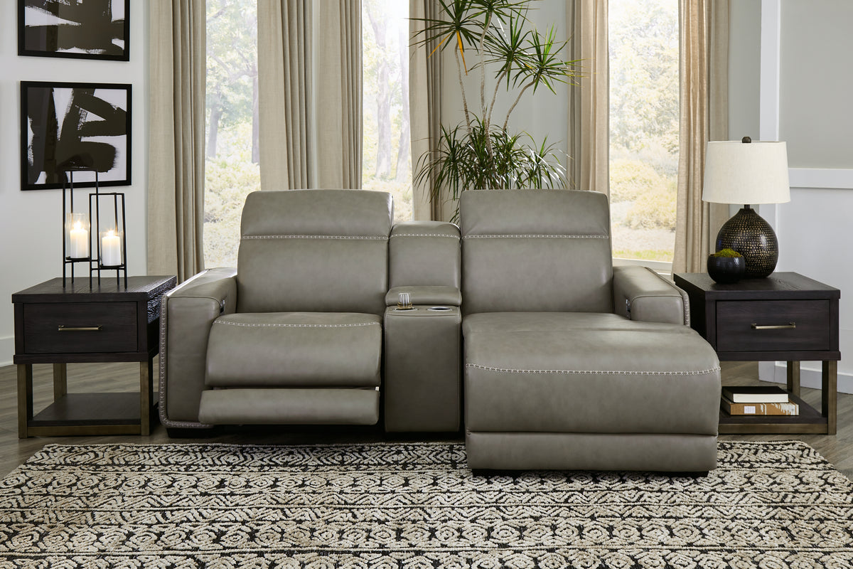Best Deals Furniture - Ashley Furniture - Correze 3-Piece Power Reclining Sectional with Chaise - 3-Piece Power Reclining Sectional with Chaise / Gray - U94202S11