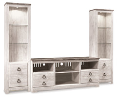 Best Deals Furniture - Ashley Furniture - Willowton 3-Piece Entertainment Center - 3-Piece Entertainment Center / Whitewash - W267W16