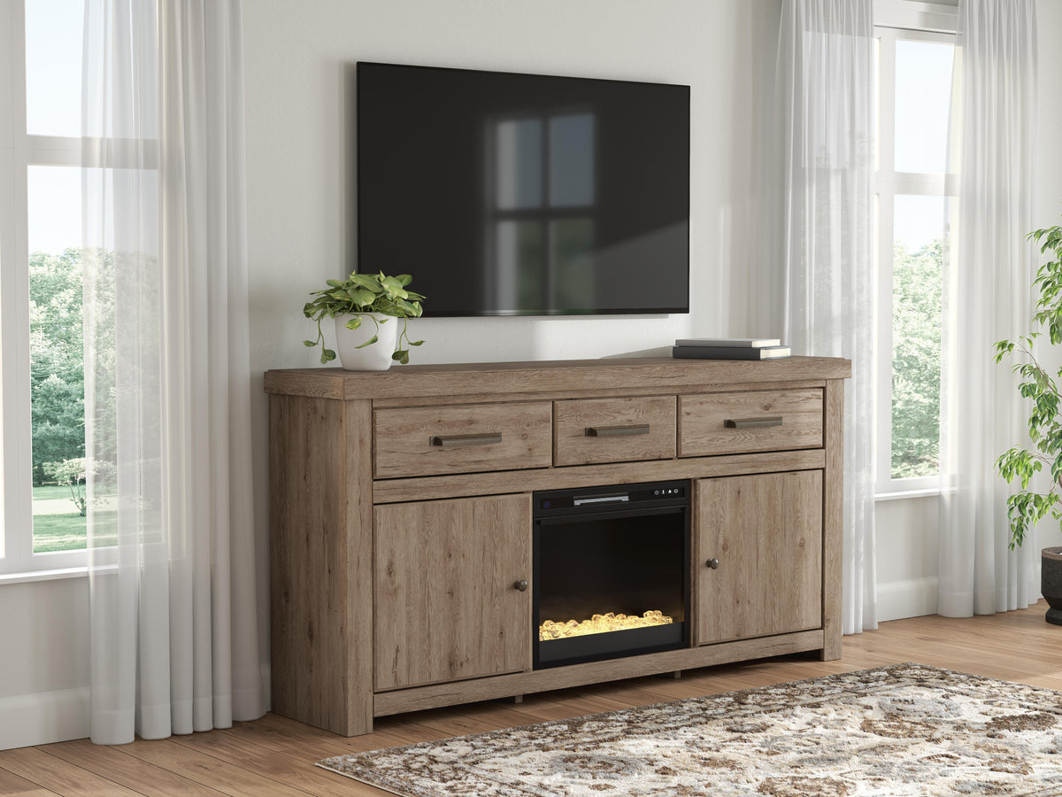Best Deals Furniture - Ashley Furniture - Garistyn 73" TV Stand with Electric Fireplace - 73" TV Stand with Electric Fireplace - W2844W4