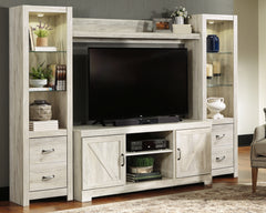 Best Deals Furniture - Ashley Furniture - Bellaby 4-Piece Entertainment Center - 4-Piece Entertainment Center / Whitewash - W331W2