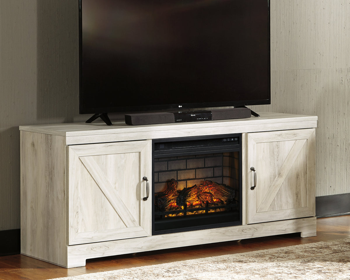 Best Deals Furniture - Ashley Furniture - Bellaby 63" TV Stand with Electric Fireplace - 63" TV Stand with Electric Fireplace / Whitewash - W331W9