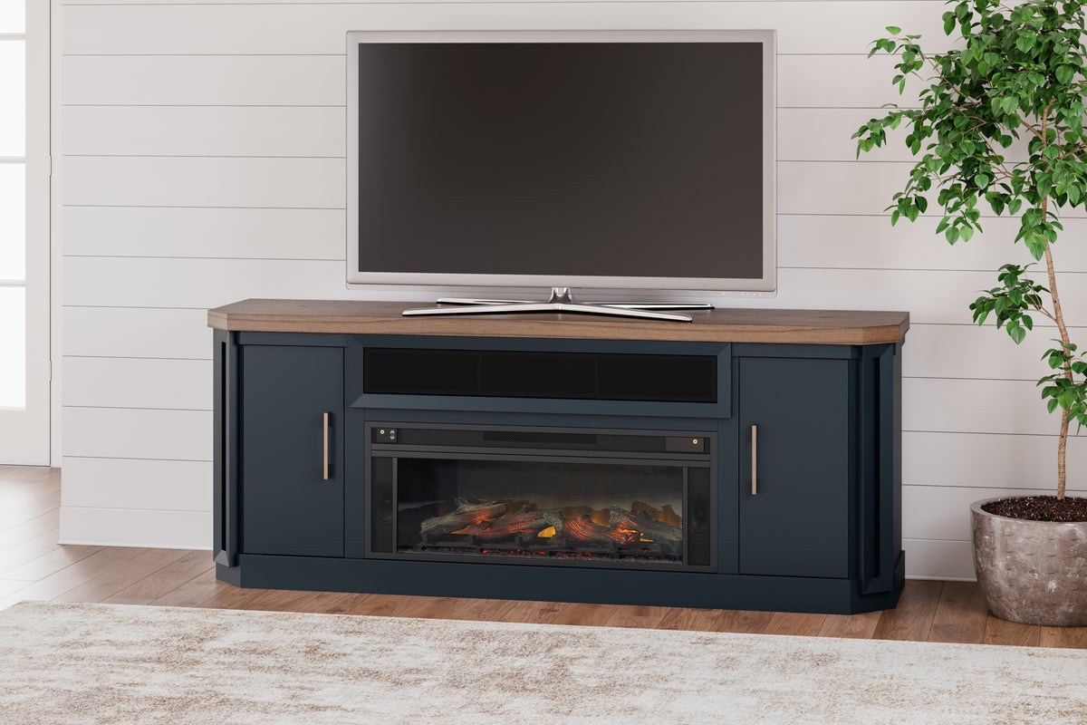 Best Deals Furniture - Ashley Furniture - Landocken 83" TV Stand - 83" / Brown/Blue - W402-68