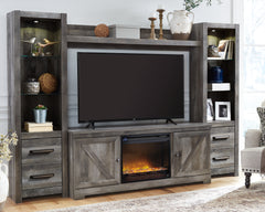 Best Deals Furniture - Ashley Furniture - Wynnlow 4-Piece Entertainment Center with Electric Fireplace - 4-Piece Entertainment Center with Electric Fireplace / Gray - W440W5