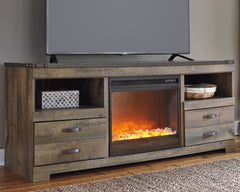 Best Deals Furniture - Ashley Furniture - Trinell 63" TV Stand with Electric Fireplace - 63" TV Stand with Electric Fireplace / Brown - W446W5