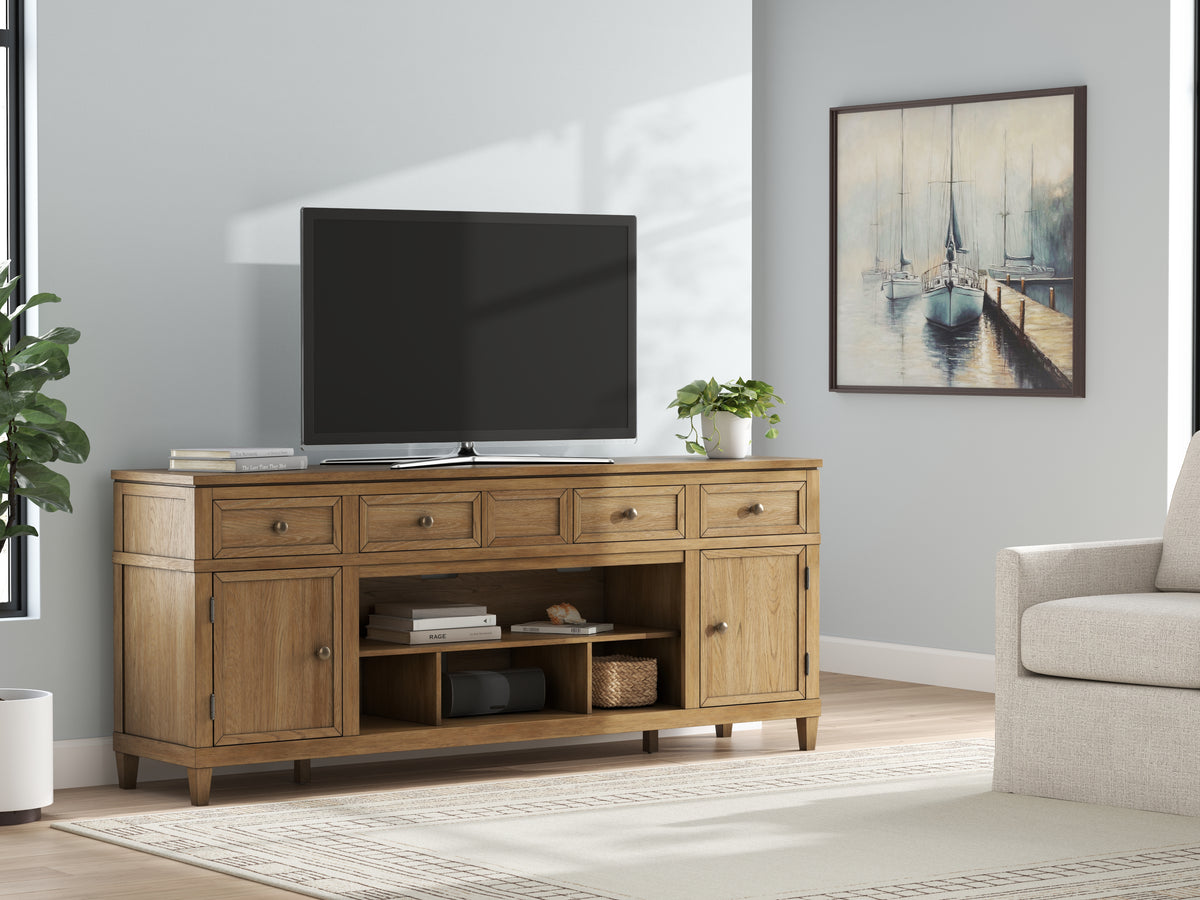 Best Deals Furniture - Ashley Furniture - Sharlance 81" TV Stand - 81" / Light Brown - W655-68