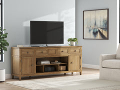 Best Deals Furniture - Ashley Furniture - Sharlance 81" TV Stand - 81" / Light Brown - W655-68