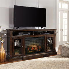 Best Deals Furniture - Ashley Furniture - Roddinton 72" TV Stand with Electric Fireplace - 72" TV Stand with Electric Fireplace / Dark Brown - W701W8
