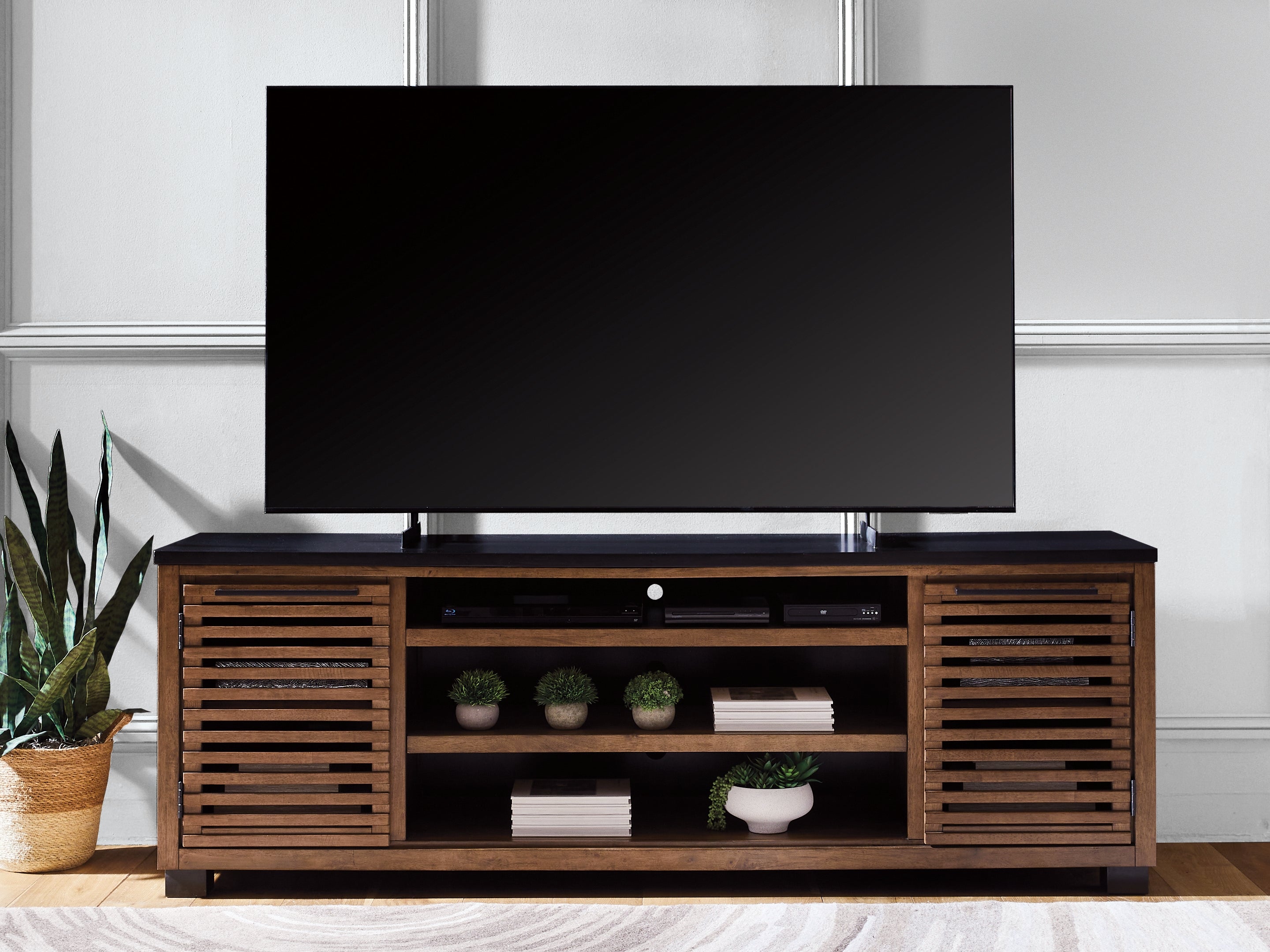 Best Deals Furniture - Ashley Furniture - Kallari 84" TV Stand - 84" / Warm Brown/Black - W737-78