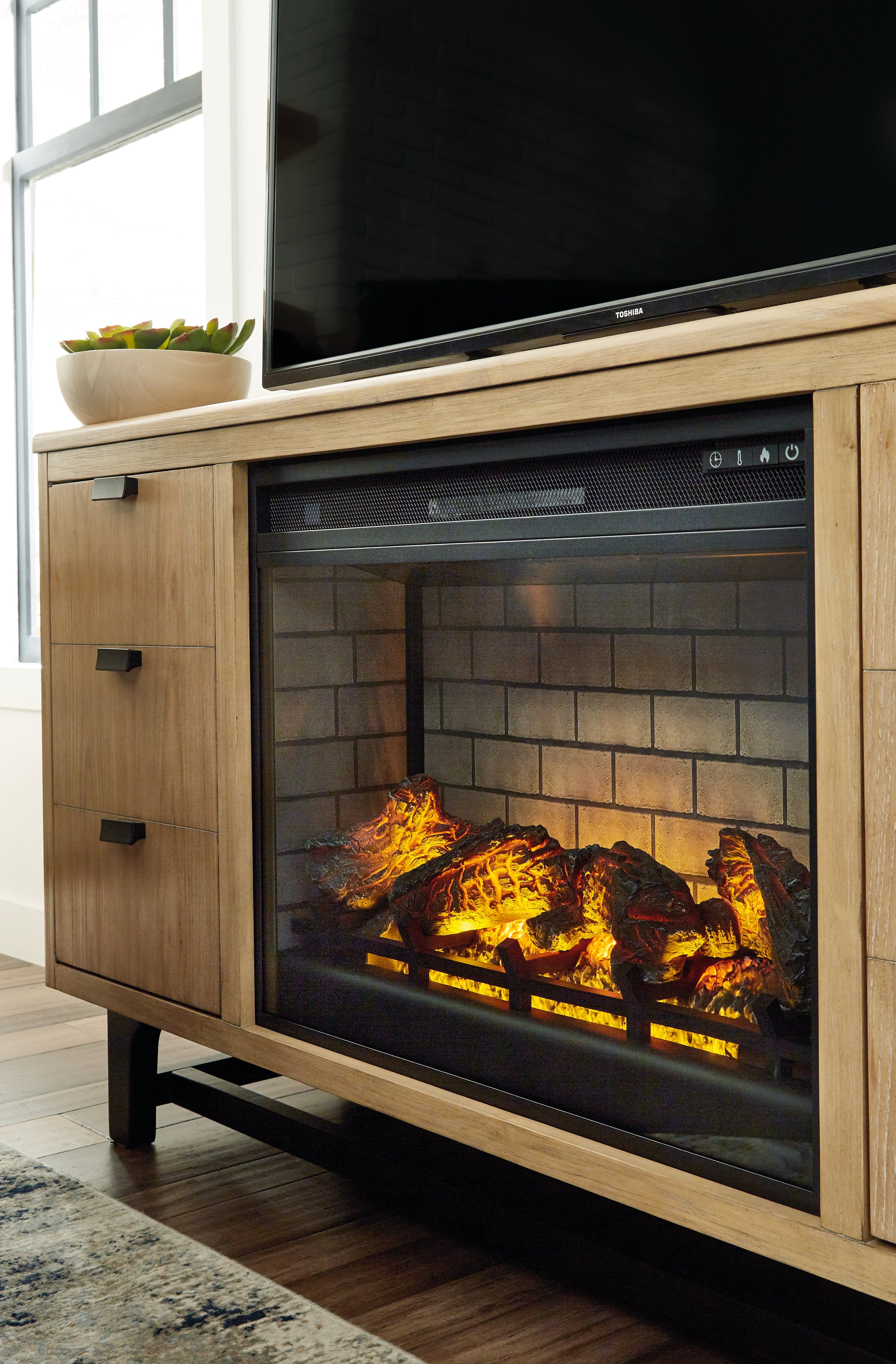 Best Deals Furniture - Ashley Furniture - Entertainment Accessories Electric Infrared Fireplace Insert - Electric Infrared Fireplace Insert - W100-121