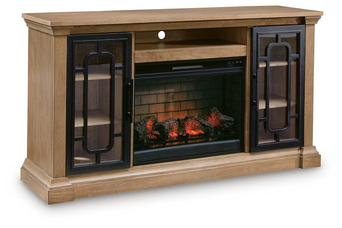 Best Deals Furniture - Ashley Furniture - Wittenmyer 72" TV Stand with Electric Fireplace - 72" TV Stand with Electric Fireplace / Natural/Black - W794W1