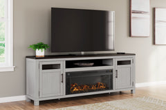 Best Deals Furniture - Ashley Furniture - Darborn 88" TV Stand with Electric Fireplace - 88" TV Stand with Electric Fireplace / Gray/Brown - W796W1