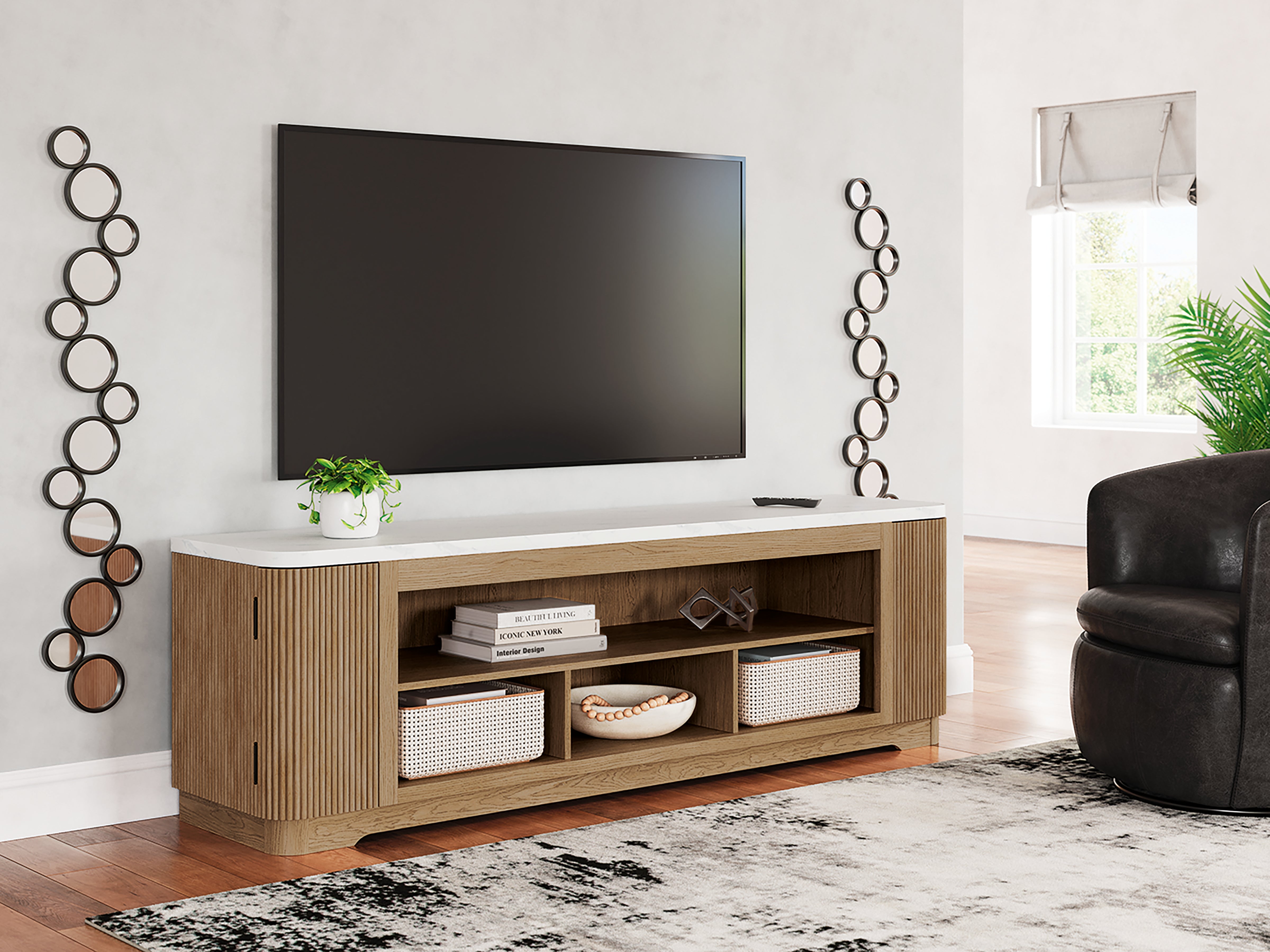 Best Deals Furniture - Ashley Furniture - Camdill 80" TV Stand - 80" / Light Brown - W808-68