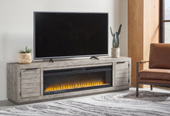Best Deals Furniture - Ashley Furniture - Naydell 92" TV Stand with Electric Fireplace - 92" TV Stand with Electric Fireplace / Gray - W996W1